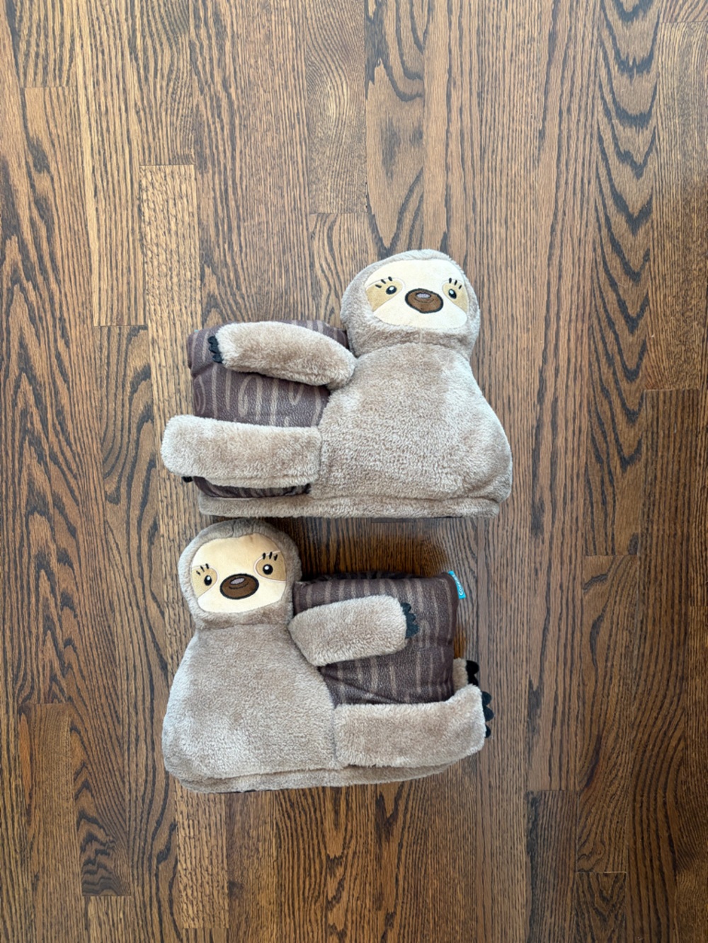 Kids Plush Sloth Slippers - Taupe